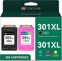 JINTUM 301XL juodos ir spalvotos daugiapakopės suderinamos su HP 301 spausdintuvo kasetės, skirtos HP Envy 4500 5530 DeskJet 1000 1050 1510 2050 2510 3050 OfficeJet 4630 4632 (juoda, spalvota, 2 vnt.)