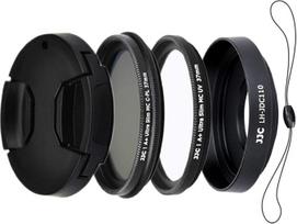 JJC 4 dalių objektyvo gaubto rinkinys Powershot Canon G1X Mark III skaitmeniniam fotoaparatui - apima aliuminio lydinio metalinį objektyvo gaubtą, MCUV ir CPL filtrus, objektyvo dangtelį su virvele