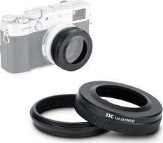 JJC Metalinis objektyvo gaubtas su adapterio žiedu Fujifilm Fuji X100VI X100V X100 X100 X100S X100T X100F fotoaparatams Pakeičia Fujifilm LH-X100 saulės skydelio objektyvo gaubtą Fujifilm AR-X100 adapterio žiedą Juodas