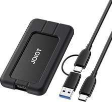 JOIOT išorinis 1 TB nešiojamasis kietasis diskas USB-C 3.2 Gen 2x2 su 2000MB/s skaitymo ir 1700MB/s rašymo sparta Nešiojamasis 1 TB SSD diskas su apsauginiu dėklu, skirtas "Mac" kompiuteriui, išmaniajam telefonui, nešiojamajam kompiuteriui, juodas