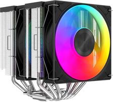 Juodos spalvos "SAMA A60L" CPU oro aušintuvas - du 120 mm ventiliatoriai | 6 šiluminiai vamzdeliai, 265 W TDP | "Intel LGA 1700/1200" ir AM4/AM5 | 29 dB tyla, suderinamas su RAM | Puikus ARGB apšvietimas