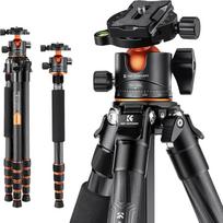 K&F CONCEPT A255C2+BH-36L 156 cm anglies fotoaparato trikojis, kompaktiškas trikojis su nuimamu monopodu, trikojis su 360° metaline rutuline galvute, 15 kg apkrova, 156 cm