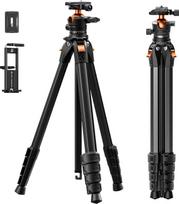 K&F CONCEPT A305A1+BH-40 fotoaparato trikojis išmaniesiems telefonams su mobiliojo telefono planšetės laikikliu, aliumininis kelioninis trikojis 187 cm
