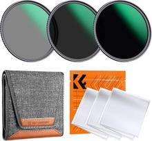 K&F CONCEPT 82 mm ND filtrų rinkinys ND8 + ND64 + ND1000 filtras + krepšys + 3 šluostės su fiksuotu neutraliuoju tankiu 3/6/10 žingsnių, nano danga, HD, atsparus vandeniui (Nano Dazzle serija)