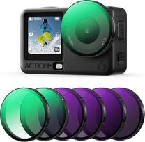 K&F CONCEPT Clip-On greito keitimo filtrų rinkinys, suderinamas su "DJI Osmo Action 6", 6 CPL ND8 ND16 ND32 ND64 juoda migla 1/4 filtro HD optinis stiklas / daugiasluoksniai veiksmo kamerų priedai