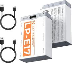 K&F CONCEPT LP-E17 baterija 1040 mAh su USB-C, 2 baterijų pakuotė, suderinama su "Canon EOS R50 R8 RP R10 R100, M6 II M5 M3 77D T6i 750D T6s 760D T7i 800D T8i 850D Powershot V1