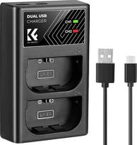 K&F CONCEPT LP-E6/LP-E6N/LP-E6NH dviejų lizdų fotoaparato akumuliatoriaus įkroviklis, "Micro USB" ir C tipo prievado greitasis įkroviklis, skirtas "Canon EOS R5", "EOS R6", "EOS R", "EOS R", "EOS 5D Mark IV", "5D Mark III", "5DS", "5DS R", "5D Mark II", "