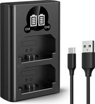 K&F CONCEPT NP-FZ100 su LED indikatoriumi Dviejų lizdų įkroviklis, mikro USB ir C tipo dviguba sąsaja, suderinamas su "Sony Alpha A7 III, A7R III, A9, a6600, a7R IV, a7R IV, Alpha a9 II USB duomenų kabelio įkrovikliu