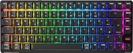 K33 Compact Wireless, belaidė atminties mechaninė žaidimų klaviatūra, 75 % formato, įvairių įrenginių klaviatūra, RGB apšvietimas, IP54 apsauga nuo dulkių ir purslų, vokiškas išdėstymas (QWERTZ), juoda