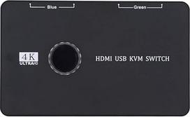 kabeliscc KVM USB 2.0 Moteris HDMI 4K jungiklis Selektorius Dviejų kompiuterių dalijimasis monitoriumi HDTV USB prievadas Klaviatūra Pelė Skeneris Spausdintuvas