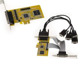 KALEA-INFORMATIQUE PCI Express PCIe nuosekliojo RS232 ir lygiagrečiojo valdiklio kortelė su 4 COM RS-232 DB9 prievadais ir 1 LPT IEEE1284 DB25 mikroschemų rinkiniu SUNIX SUN1999 (MIO5499A)