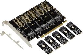 KALEA-INFORMATIQUE PCIe 3.1 x16 valdiklio kortelė 5 M2 SSD (M.2 NGFF B rakto arba B+M rakto SATA) arba SATA kietiesiems diskams su mikroschemų rinkiniu JMB585