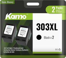 kamo 303XL (2 x juodos spalvos) daugiapakopės spausdintuvo kasetės, suderinamos su HP 303 303 303 XL - skirtos Envy Photo 6220 6230 6232 6234 7130 7134 7830, Envy Inspire 7220e 7221e 7224e 7920e 7921e 7921e 92924e 7925e