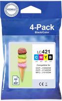 KEENKLE LC421XL LC-421XLVAL rašalo kasetės, suderinamos su Brother LC421XL 421XL, skirtos Brother DCP-J1050DW MFC-J1010DW DCP-J1140DW kasetėms