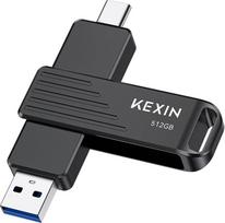 KEXIN 512GB išorinis SSD diskas, USB 3.2 Gen 2, iki 1050MB/s, "2-in-1" dvigubas C ir A tipo USB, suderinamas su "iPhone 15/16/17", išmaniaisiais telefonais, planšetiniais kompiuteriais, nešiojamaisiais kompiuteriais