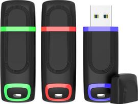 KEXIN 64GB talpos USB atmintinė, 3 USB atmintinių pakuotė Atmintinė USB 3.0 įvairiaspalvė USB atmintinė Duomenų saugykla USB atmintinė (3 vnt., žalia, raudona, mėlyna, 64GB)