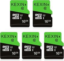 KEXIN Micro SD kortelė 16GB, 5 vnt., MicroSDHC UHS-I Class 10 U1, mini SD kortelė su adapteriu, atminties kortelė vaikiškam laikrodžiui, vaizdo kamerai, stebėjimo kamerai ir vyresnio amžiaus mobiliajam telefonui