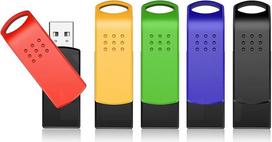KEXIN USB atmintinė 128GB, 5 USB 2.0 atmintinių rinkinys, spalvotas metalinis korpusas, besisukantis dizainas - raktų pakabukas, tinkamas USB atmintinėms, skirtoms kompiuteriui, staliniam kompiuteriui, automobiliui