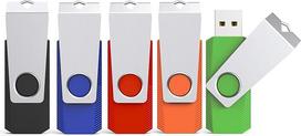 KEXIN USB atmintinė 32GB, 5 USB 2.0 atmintinių rinkinys, spalvotas metalinis korpusas, besisukantis dizainas, raktų pakabukas, tinkamas USB atmintinėms