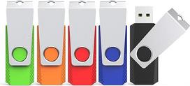 KEXIN USB atmintinė 64GB, 5 USB 2.0 atmintinių rinkinys, spalvotas metalinis korpusas, besisukantis dizainas - raktų pakabukas, tinkamas USB atmintinėms