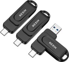 KEXIN USB C atmintinė 32GB USB 3.0 OTG, iki 100MB/s, du C tipo USB ir USB-A prievadai, atmintinė mobiliajam telefonui, "iPhone 15/16/17", planšetiniam kompiuteriui, automobiliui, kompiuteriui