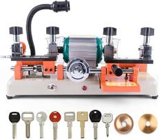 Key Copy Machine, 120W Multifunktionales Doppelkopfwerkzeug zum Duplizieren von Tür- und Autoschlüsseln, Horizontale Schlüsselschneideausrüstung mit Handrad