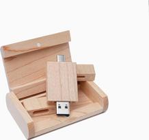 Klevo medžio dėžutė USB C atmintinė 64GB, OTG USB C rašiklinis diskas, USB 3.0 ir USB C atmintinė, C tipo atmintinė, skirta USB A + USB C "Android" išmaniajam telefonui