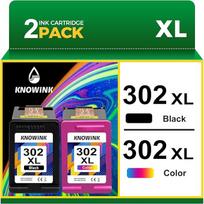 KNOWINK 302 XL 302XL kasetės suderinamos su HP 302 spausdintuvo kasetėmis, kelios pakuotės juodos spalvos, skirtos HP Envy 4525 4520 DeskJet 3630 3636 3639 OfficeJet 3831 5230 3830 (2 pakuotės)