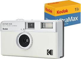 KODAK Ektar H35 pusės formato juostinis fotoaparatas (baltos spalvos, paketas su 24 nuotraukomis)