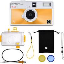 KODAK EKTAR H35N 35 mm pusės formato juostinis fotoaparatas su daugkartinio naudojimo lemputės žvaigždės filtro danga (oranžinis glazūruotas "Premium" rinkinys)