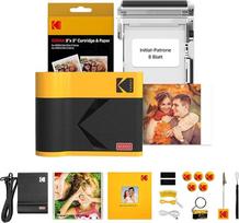 KODAK Mini 3 ERA 4PASS mobilusis nuotraukų spausdintuvas (7,6 x 7,6 cm) + dovanų pakuotė + 8 lapai + 60 lapų kasetė, geltonos spalvos