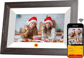 KODAK skaitmeninis nuotraukų rėmelis, 7 colių, WiFi skaitmeninis nuotraukų rėmelis, 32GB atmintis, HD IPS jutiklinis ekranas, automatinis pasukimas, išmanusis medinis elektroninis nuotraukų rėmelis, galimybė akimirksniu dalytis nuotraukomis ir vaizdo įra