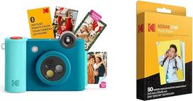 KODAK Smile+ 2 in 1 skaitmeninis fotoaparatas momentiniam spausdinimui ir belaidis "Bluetooth" nuotraukų spausdintuvas + KODAK 2 x 3 colių aukščiausios kokybės fotopopierius (50 lapų)