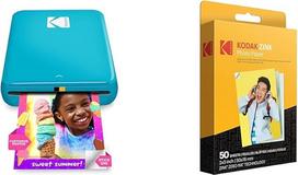 KODAK Step momentinių nuotraukų spausdintuvas su "Bluetooth" / NFC, "Zink" technologija, programėlė, skirta "iOS" ir "Android", mėlyna, spausdina ant "Zink" fotopopieriaus, 50 x 76 mm, momentinė plėvelė, 50 lapų pakuotė
