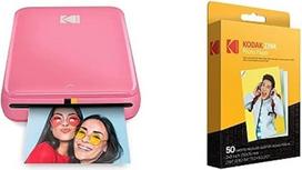 KODAK Step momentinių nuotraukų spausdintuvas su "Bluetooth" / NFC, "Zink" technologija, programėlė, skirta "iOS" ir "Android", rožinės spalvos, spausdina "Zink" fotopopierių, 50 x 76 mm, momentinė plėvelė, 50 lapų pakuotė