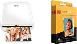 KODAK Step Printer belaidis mobilusis nuotraukų spausdintuvas su cinko technologija (baltas) ir 2 x 3 aukščiausios kokybės cinko fotopopieriumi (100 lapų), suderinamas su "Kodak PRINTOMATIC", "Kodak Smile" ir "Step" fotoaparatais bei spausdintuvais