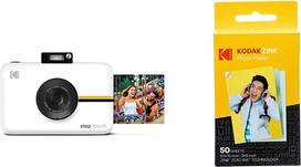KODAK Step Touch | 13 MP skaitmeninis fotoaparatas ir momentinis spausdintuvas su 3,5 colių LCD jutikliniu ekranu, 1080p HD vaizdo įrašas, 10x optinis priartinimas, baltos spalvos + "Kodak" cinko fotopopierius, 50 x 76 mm, momentinė juosta (50 vnt.)