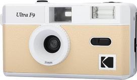 KODAK Ultra F9 - sidabrinis fotoaparatas Daugkartinio naudojimo 35 mm fiksuotas objektyvas 31 mm F/9 Integruota blykstė Lengvas įkrovimas Rankinis suvyniojimas Idealiai tinka naudoti patalpose - smėlio spalvos