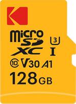 Kodak Ultra microSD 128GB UHS-I U3 V30 A1 Skaitymo greitis iki 95MB/s ir įrašymo greitis iki 40MB/s + SD adapteris