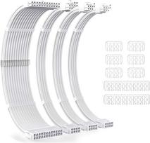 Kompiuterio / procesoriaus / procesoriaus kabelių rinkinys su rankovėmis, PSU kabelio ilgintuvas, kompiuterio maitinimo šaltinio ilgintuvas su kabelių šukomis, 24 kontaktų x 1 + 8 (6 + 2) kontaktų x 2 + 8 (4 + 4) kontaktų x 1 kabelių valdymas -30 cm, visi