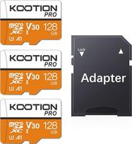 KOOTION Micro SD kortelė 128GB 3 vienetų UHS-I atminties kortelė MicroSDXC Mini SD kortelė 128G atminties kortelė Atminties kortelė (A1 V30 U3 4K) MicroSD kortelė Atminties kortelė, skirta fotoaparatams Mobilusis telefonas Planšetiniai kompiuteriai Andro