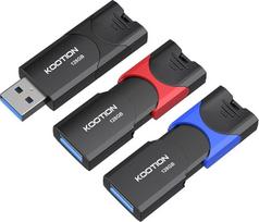 KOOTION USB atmintinė 128GB, 3 vnt., USB 3.0 Flash diskas, nykščio diskas, ištraukiamas 128G duomenų kaupiklis, USB atmintinė, itin didelės spartos atmintinė su LED ekranu, skirta duomenų saugojimui, Flash Stick