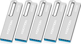 KOOTION USB atmintinė 64GB USB 3.0 5 atminties lazdelių Metalinė USB atmintinė su raktų žiedu USB atmintinė 64GB vandeniui atsparus šuolio diskas Atminties lazdelės, skirtos kompiuteriui / nešiojamajam kompiuteriui Atsarginė atmintis (5 64GB 2.0, sidab