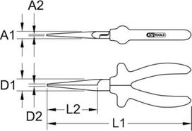 KS Tools 117.1716 Plokščios replės CLASSIC 1000V, ilgosios žiaunos, 160 mm