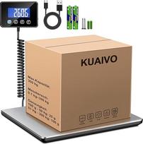 KUAIVO siuntinių svarstyklės, 300 kg / 20 g, didelio tikslumo platforminės svarstyklės su LCD ekranu / laikymo / taros funkcija, nerūdijančio plieno pašto svarstyklės, skirtos pakuotėms, bagažui, sandėliams, verslui ir namams, įkraunamos