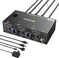 KVM jungiklis 2 kompiuteriai 2 monitoriai HDMI 8K@60Hz 4K@120Hz, USB 3.0 KVM jungiklis Dviejų monitorių HDMI 2.1 jungtys 4 USB prievadai, laidinis nuotolinio valdymo pultas (8K HD 2 in 2 out KVM)