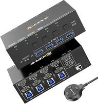 KVM jungiklis 2 monitoriai 4 kompiuteriai, KCEVE 8K@60Hz, 4K@144Hz USB 3.0 HDMI KVM jungiklis su EDID emuliatoriumi, skirtas 4 kompiuteriams dalytis pelės klaviatūra ir monitoriumi, stabilus lustas, didelis suderinamumas
