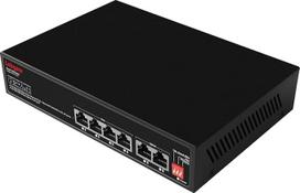 Labgear Gigabit-PoE-Netzwerk-Switch mit 4 + 2 Ports, 300 m Reichweite, ungemanagter High-Speed-Ethernet-Splitter-Hub mit erweiterter Reichweite, Desktop- oder Wandmontage, langlebiges Metallgehäuse