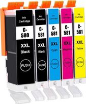 LAIPENG PGI-580XXL CLI-581XXL kasetės, suderinamos su "Canon 580 581 XXL Pixma TR7550 TR8550 TS705 TS6150 TS6250 TS6350 TS6351 TS8150 TS8151 TS8251 TS8350 TS8350 8351 TS9550 (PGBK/BK/C/M/Y, 5 pakuotės)
