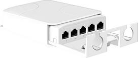 Lauko PoE ilgintuvas, 1 in 4 Out PoE kartotuvas su 100Mbps, iki 60 W, Plug & Play, suderinamas su IEEE802.3af/at, IP68 apsauga, 100 m, lauko PoE kartotuvas(5/100)